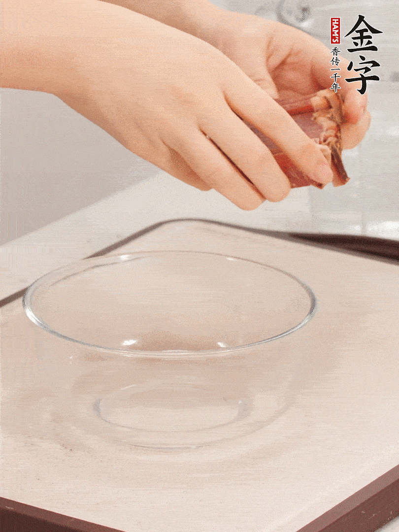 火腿切片、溫水浸泡5分鐘
